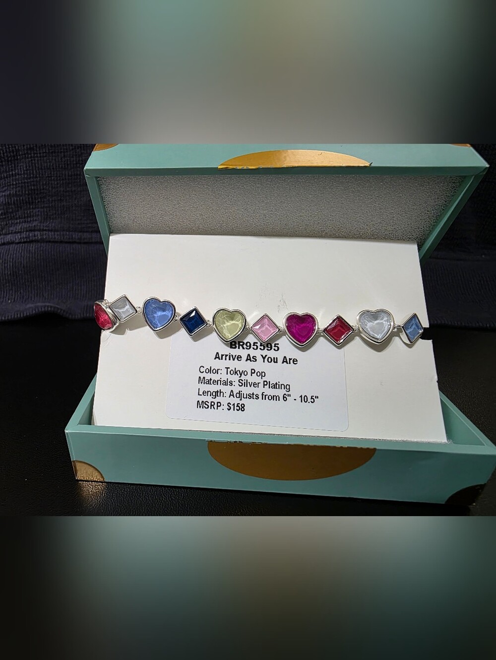Tokyo Pop Jewel Candy Heart Bracelet - Silver Plating